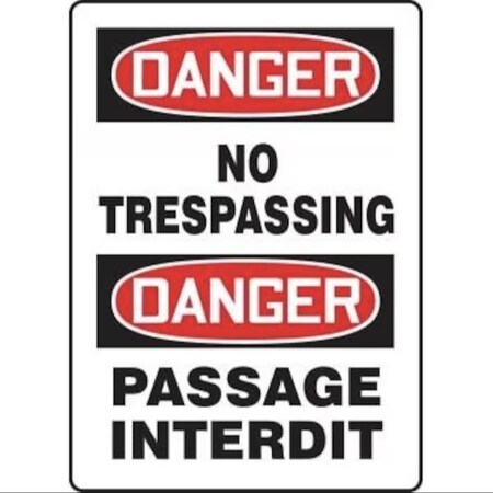 Accuform BILINGUAL OSHA DANGER SAFETY SIGN NO FBMADM076XV